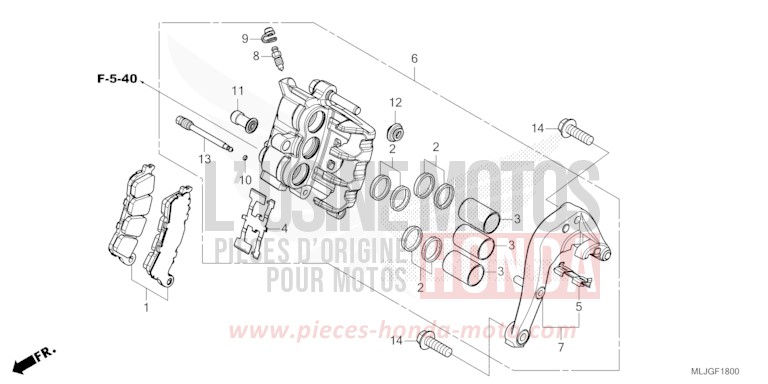 ETRIER DE FREIN ARRIERE de Gold Wing PEARL DEEP MUD GRAY (NHC47) 2026